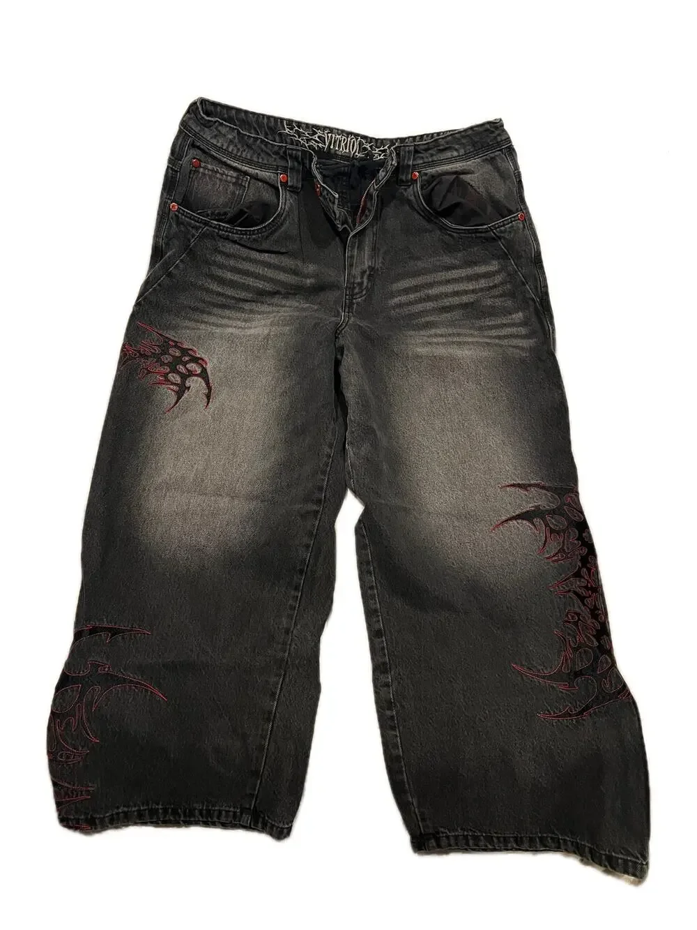 Vitriol Void Cryptic Black Wash Ultra Wide Jeans Mens 36x30